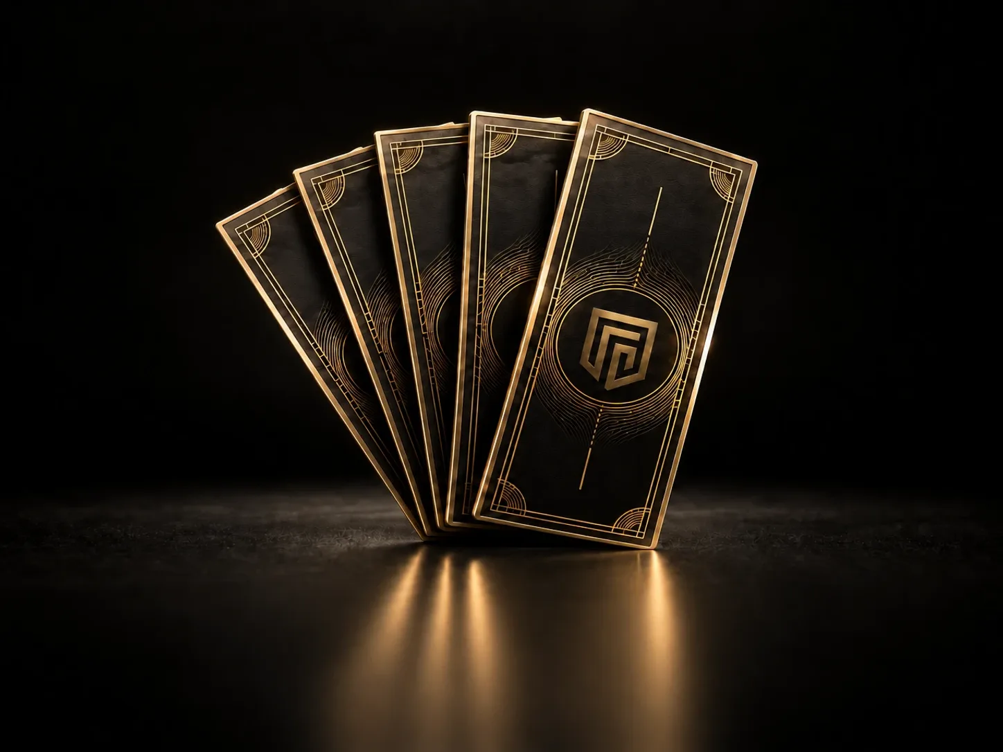 Black and gold Privacy First payment notes fanned out: Custom Payment for deposits, prepayments and split payments